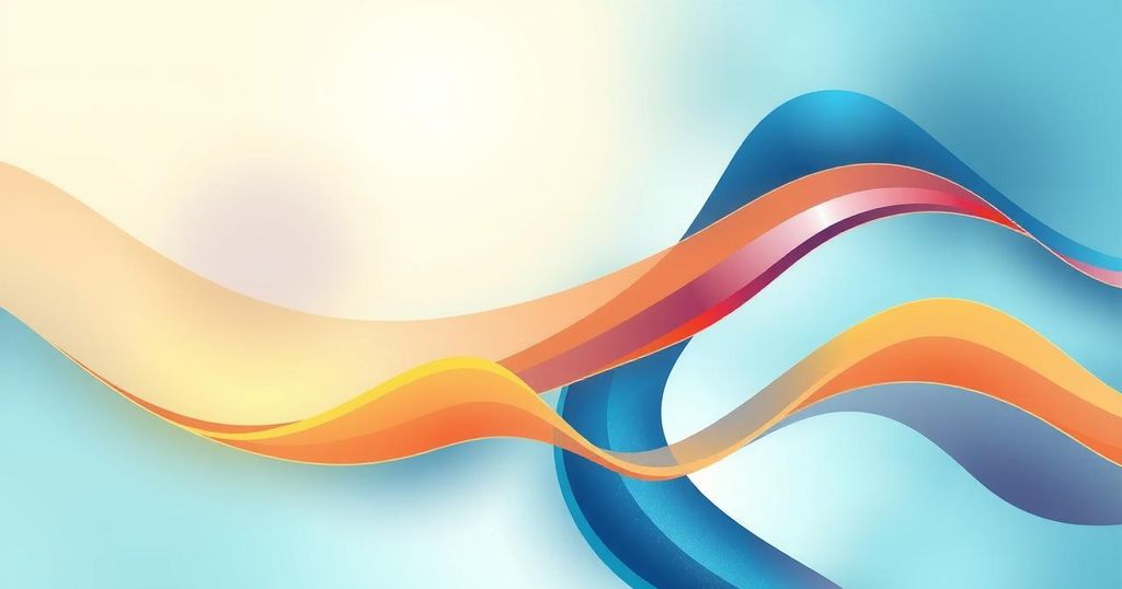 Abstract representation of a peaceful discussion with vibrant colors and dynamic shapes symbolizing dialogue and understanding.