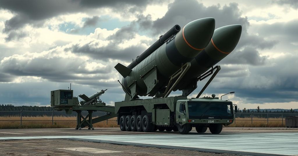Military rocket system in testing, showcasing defense technology and strategic preparedness among global tensions.