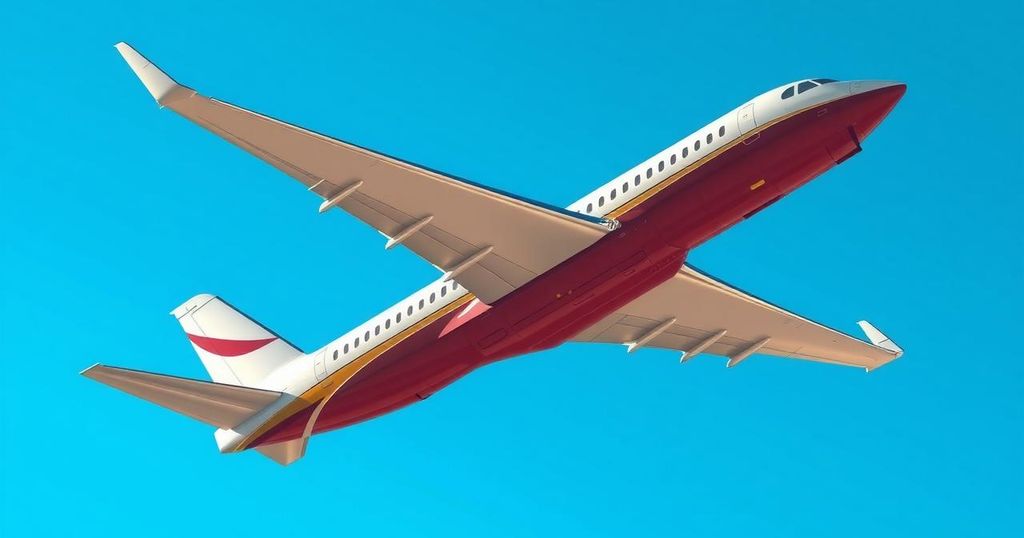 Luxury aviation with a sleek, modern jet against a clear blue sky, symbolizing global diplomacy and political gifts.