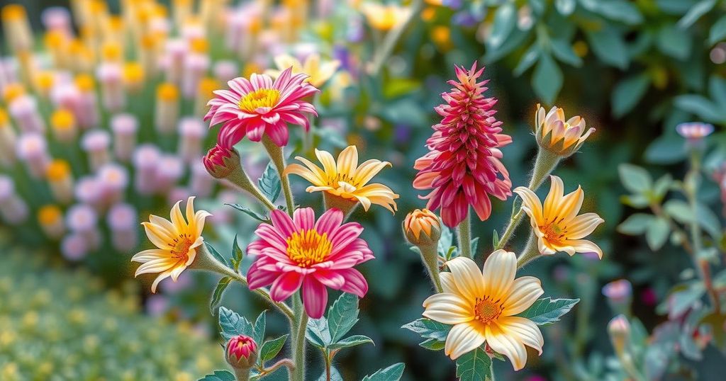 A serene floral arrangement with vibrant colors and soft lighting, conveying peace and remembrance.