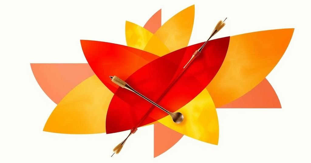 Colorful abstract depiction of unity in a political party with overlapping geometric shapes.