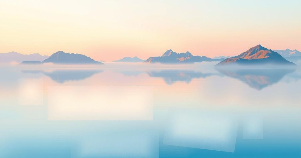 Kazakhstan landscape with a serene lake and distant mountains, reflecting a poignant story of missing soldiers.