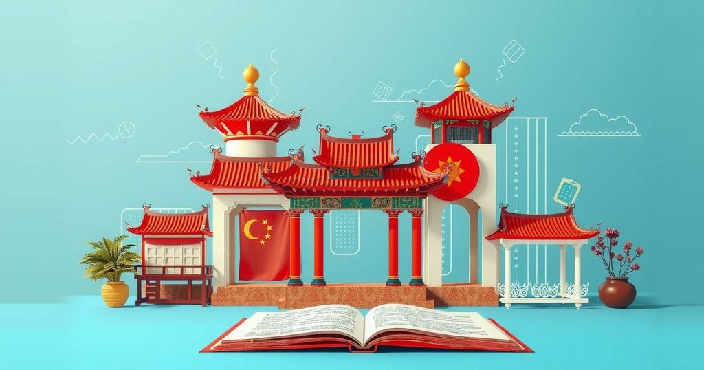 A vibrant collaboration scene showcasing education, with traditional and modern elements together.