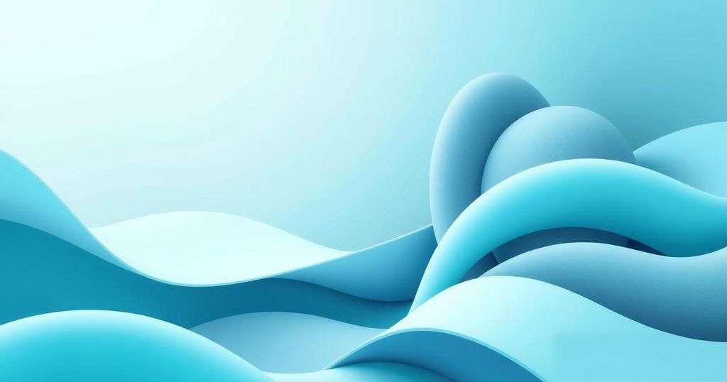 Abstract scene representing peace and stability with calm colors, showcasing soft shapes and harmonious patterns.